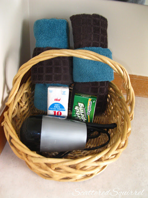 fancy towels, soaps, stuff for guests