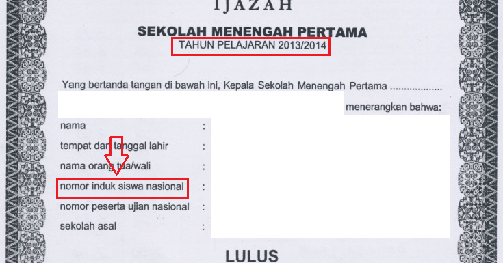 Sharing Untuk Teman Teman Pendataan Nomor Induk Siswa Nasional Nisn Wajib Isi Di Ijazah Tahun Pelajaran 2013 2014
