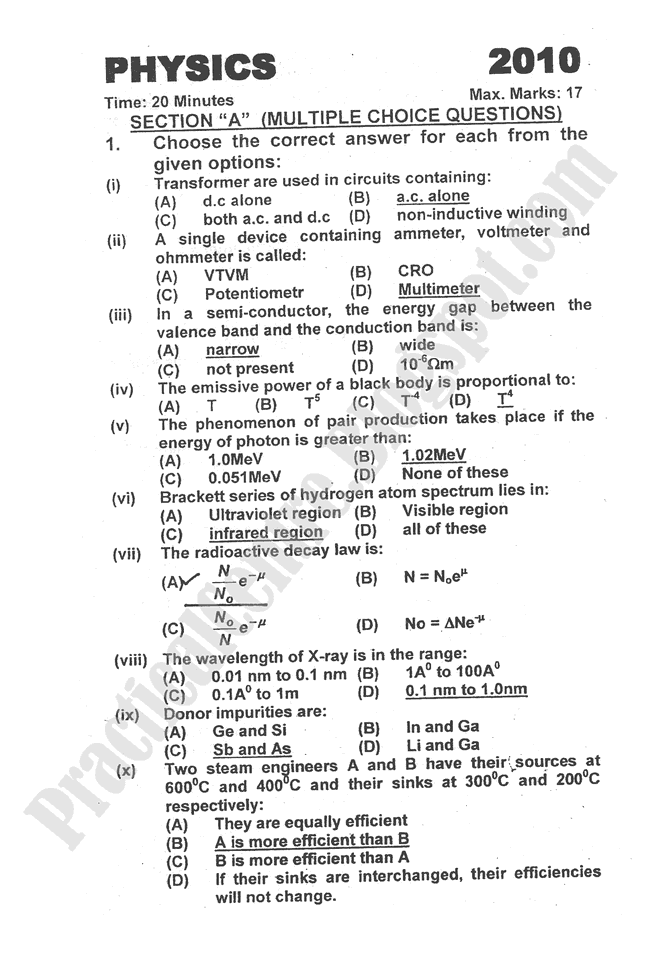 Physics-2010-five-year-paper-class-XII