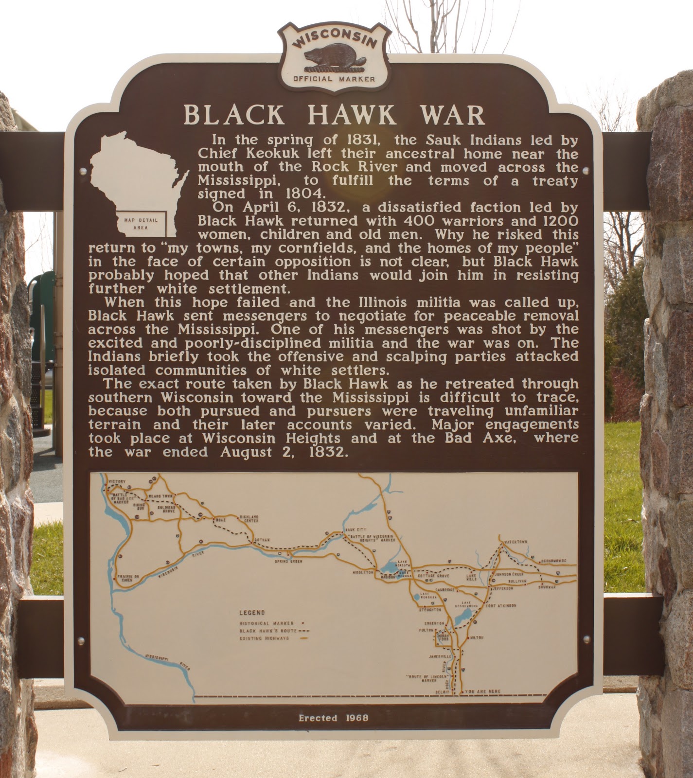 Wisconsin Historical Markers Marker 159 Black Hawk War