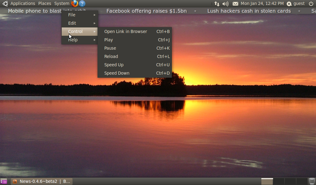 NEWS RSS Ticker, Read Your RSS Feeds RightBelow the Panel in Ubuntu!