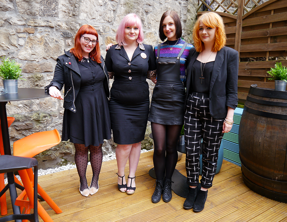 Nominees for #MFSBlogger2015 Edinburgh, Scottish bloggers, Metropolitain Fashion Show, Blogger awards, Coco Fennel flamingo dress, Best Witches necklace from Cheap Frills, ASOS pink pom pom shoes, polka dot tights, red head, ginger hair, Frankly Miss Shankly Love from Lou Lou, bloggers, #MFSblogger2015