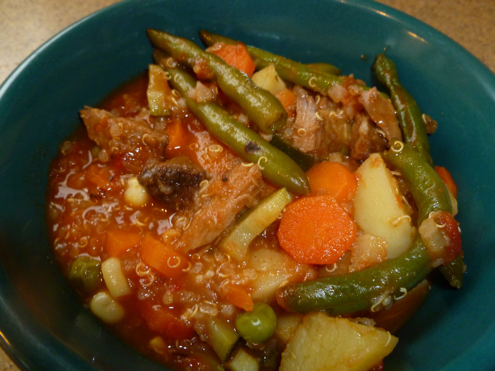 Gluten Free Shortcuts Vegetable Beef Soup with Quinoa