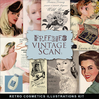 Freebies Vintage Cosmetics Illustrations Kit by farfarhill