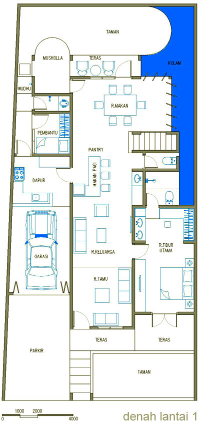 Denah Rumah Minimalis Mewah Lantai 1