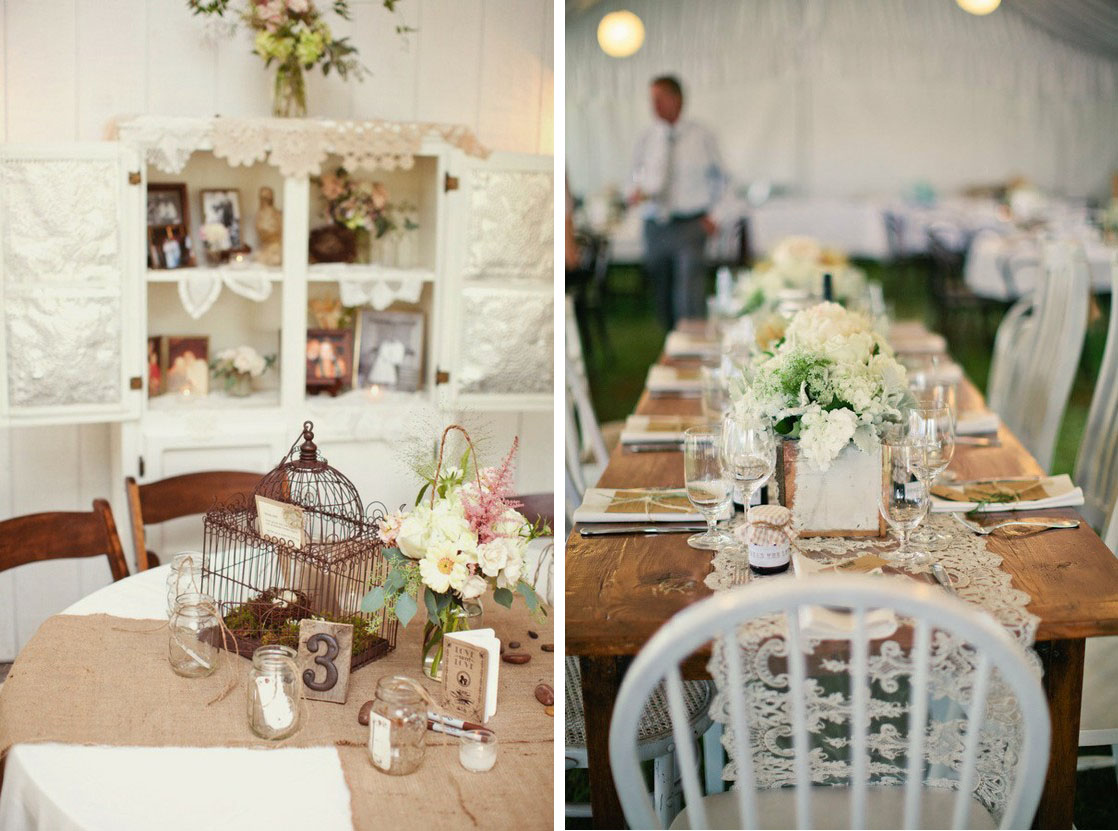 A+Deco: Wedding decor: Encaje y arpillera