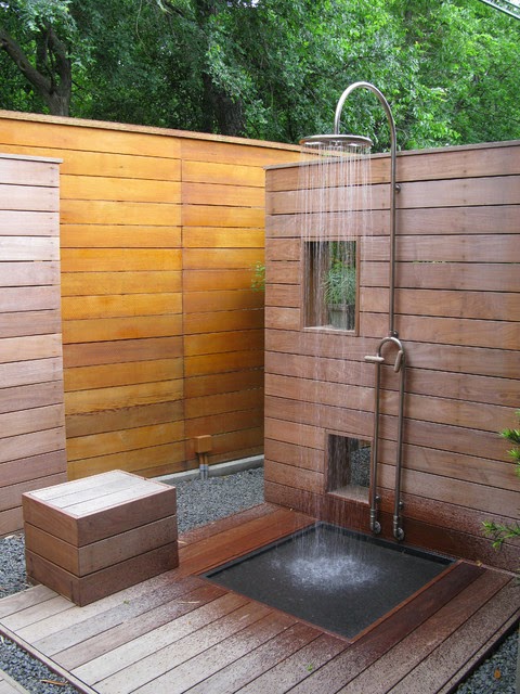 wooden outdoor shower ideas