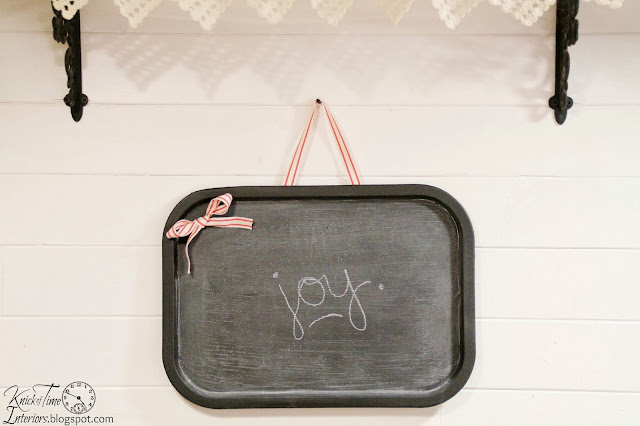 Repurposed metal tray into magnetic wall chalkboard via Knick of Time Repurposed metal serving tray into magnetic wall chalkboard - KnickofTime.net