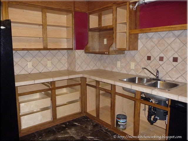 staining the cabinet trim