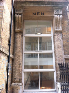 Ghost sign the men's entrance to the Providence Row Night Shelter and Refuge, Spitalfields, London