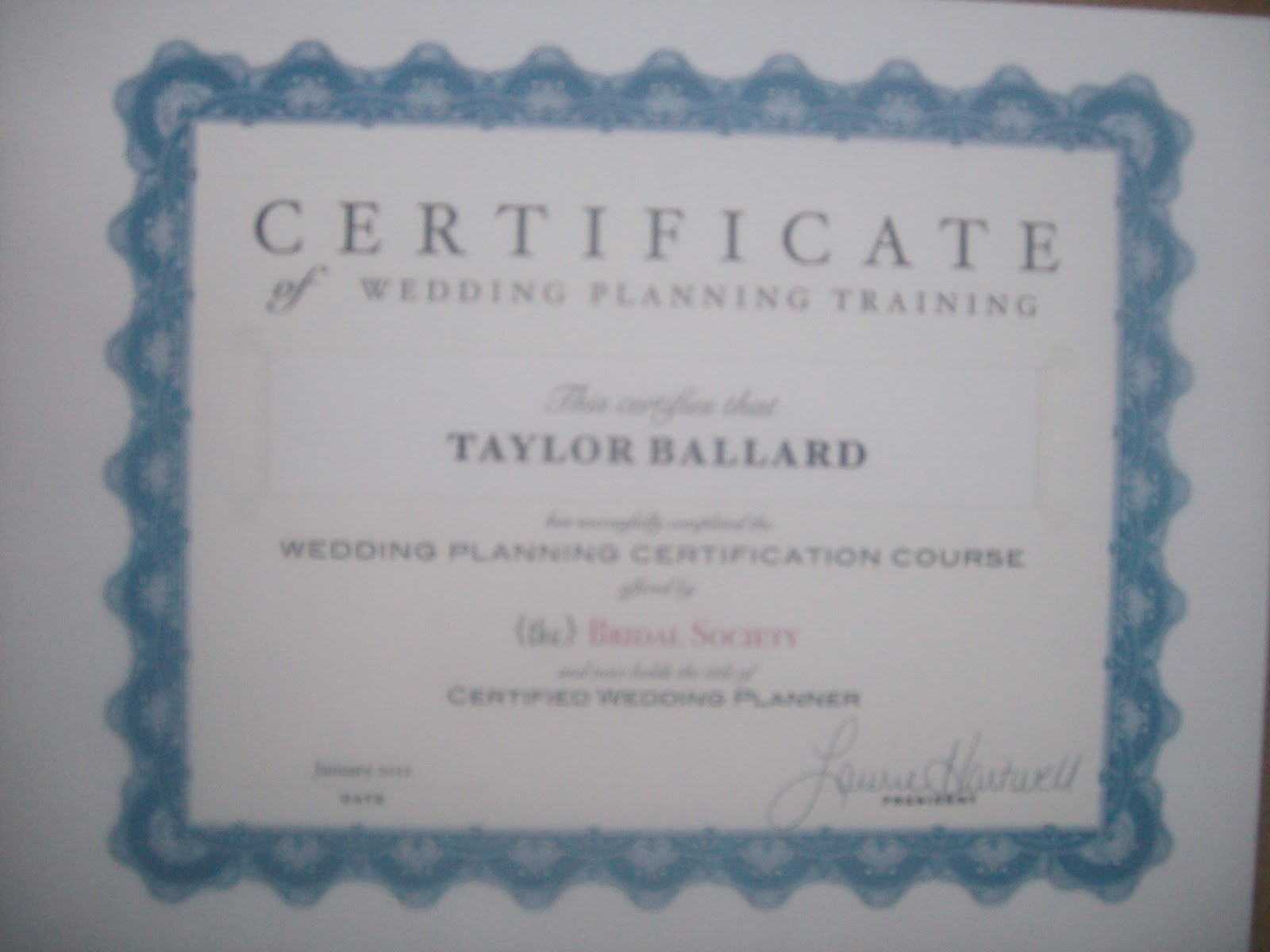 Taylor Brione Becomes A Certified Wedding Planner