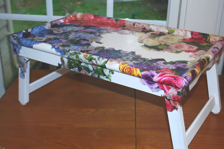 Decoupaged wooden tray table