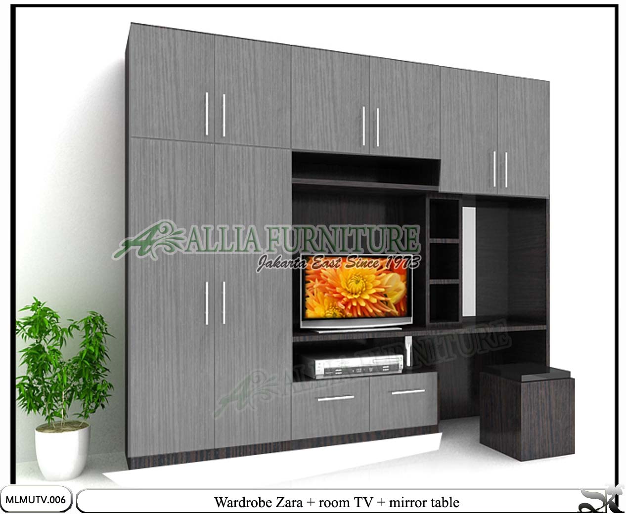 Lemari Minimalis Tv Unit Kaca Rias Zara Allia Furniture