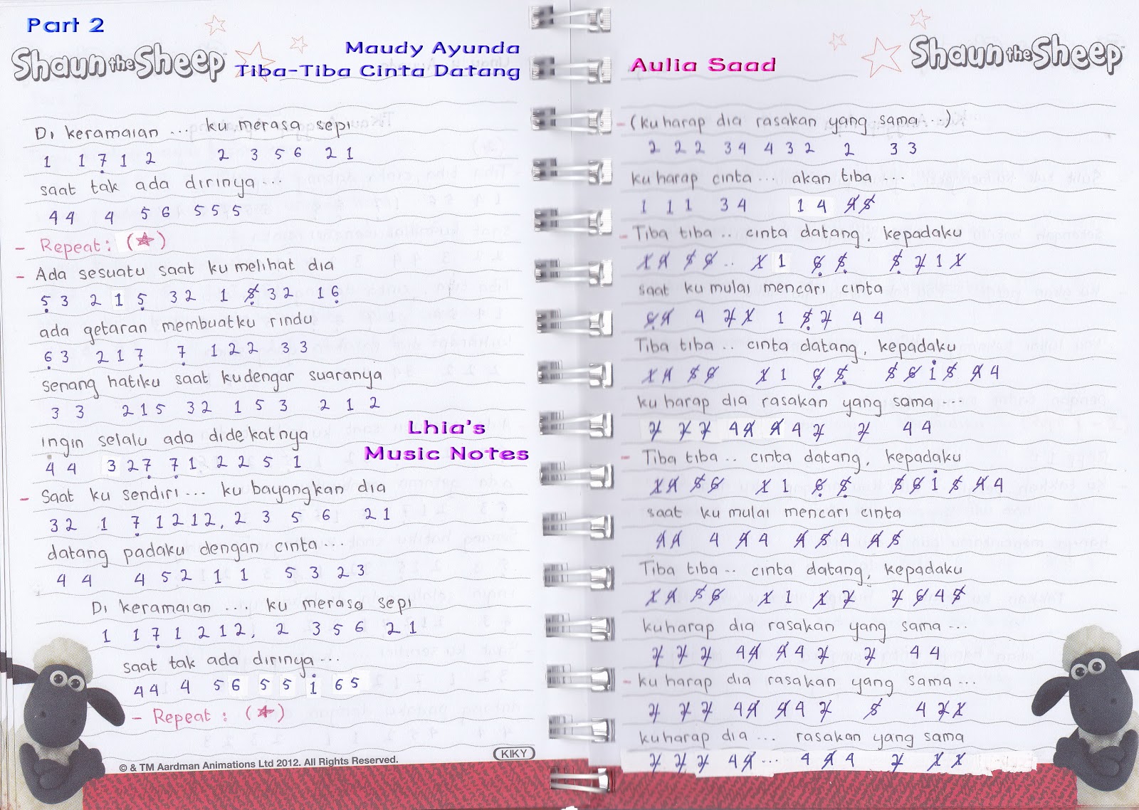 not angka lagu maudy ayunda tiba-tiba cinta datang | Lhia's Music Notes