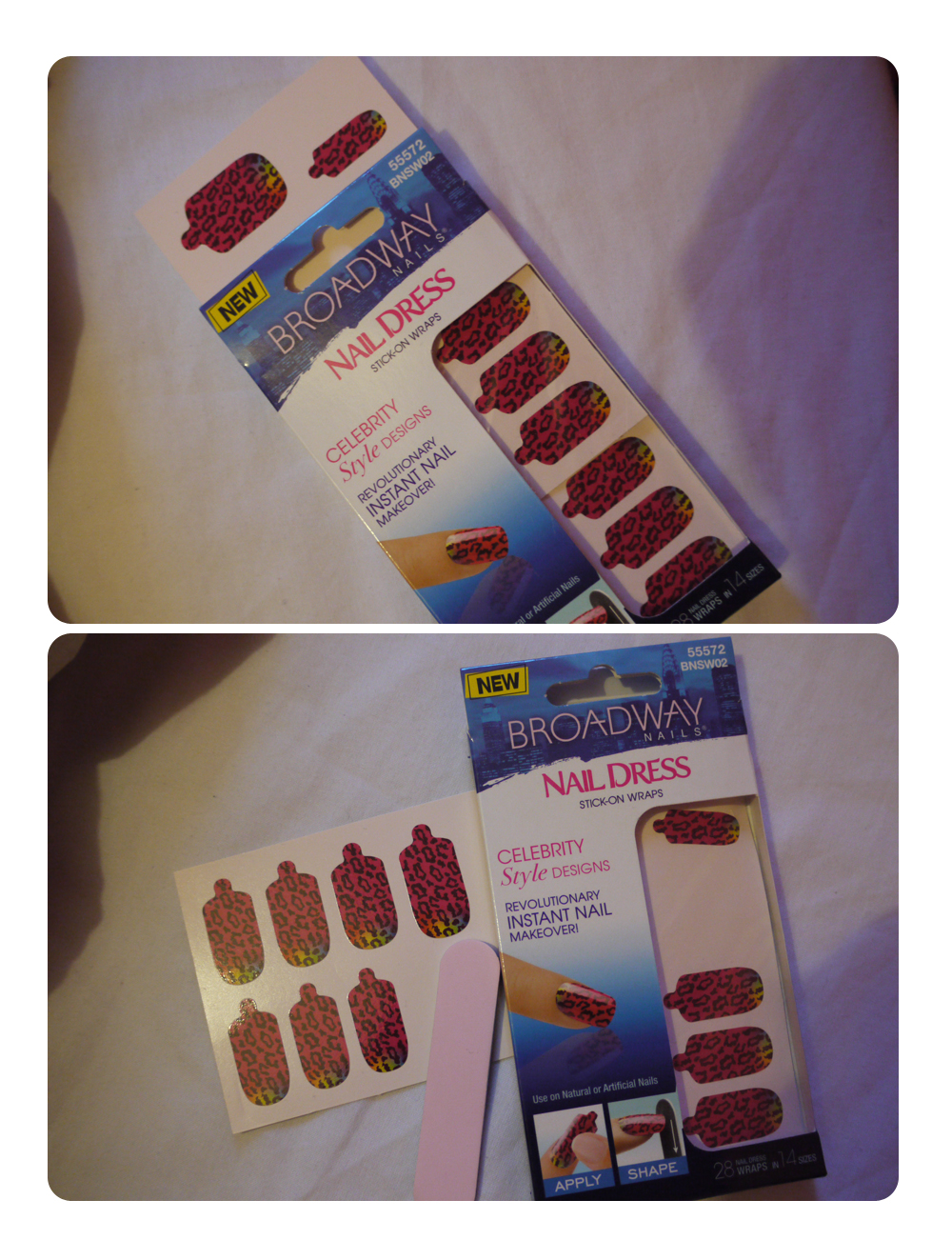 I picked up these Broadway Nails Nail Dress stick-on wraps from Walgreens