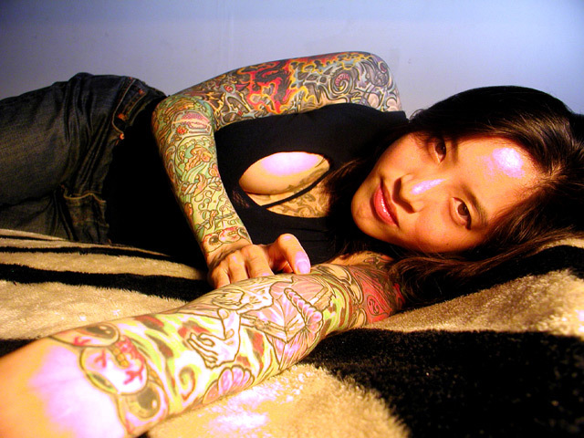 Full body tattoo sexy girl art