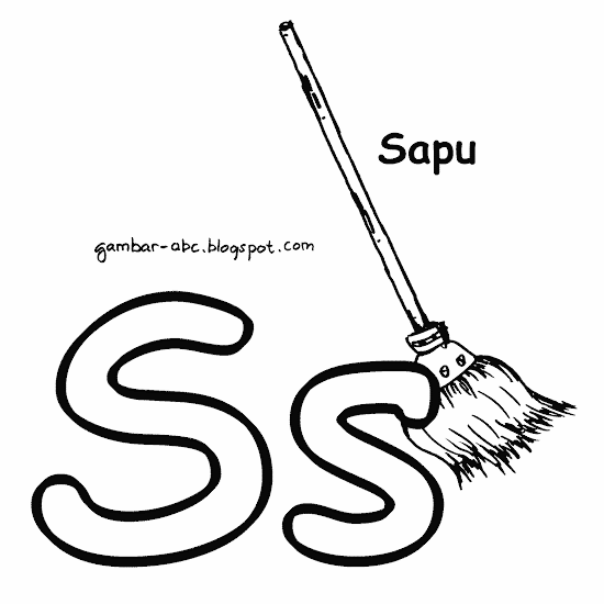 gambar mewarnai huruf s sapu