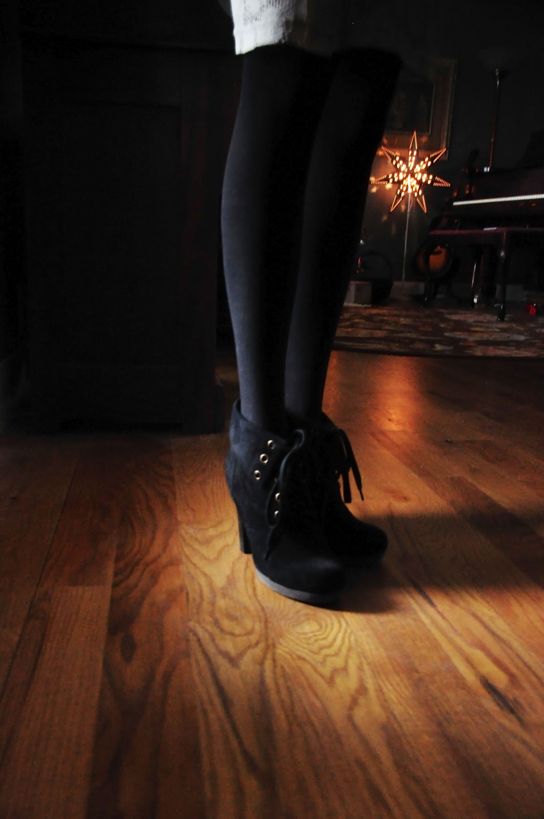 black tights, black boots