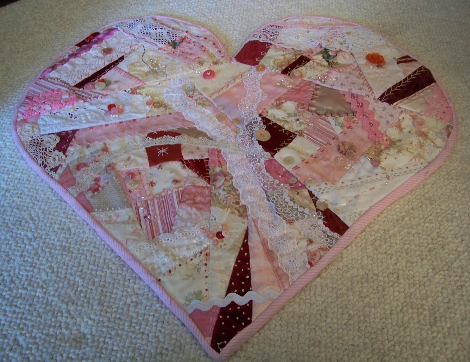 Reclamation Textiles Pink Heart Quilt