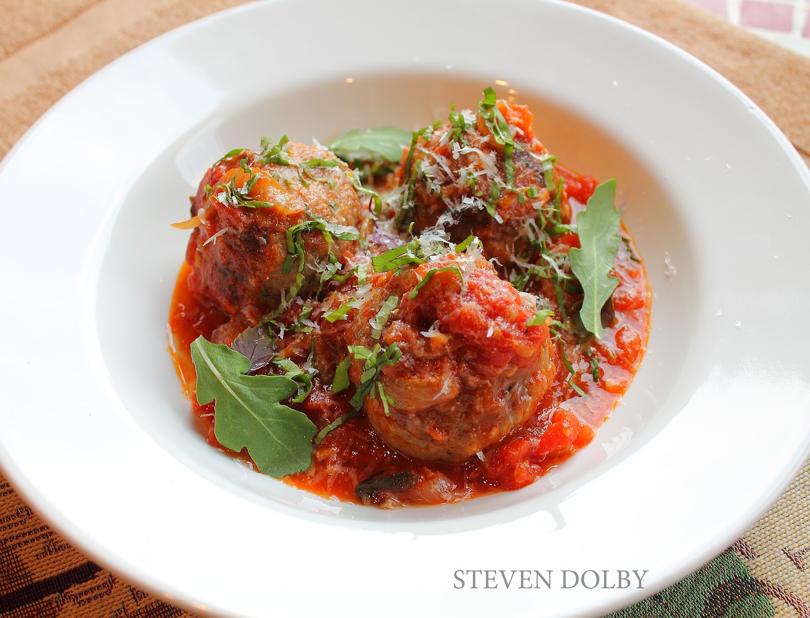 Tomato Braised Veal Meatballs by Steven Dolby