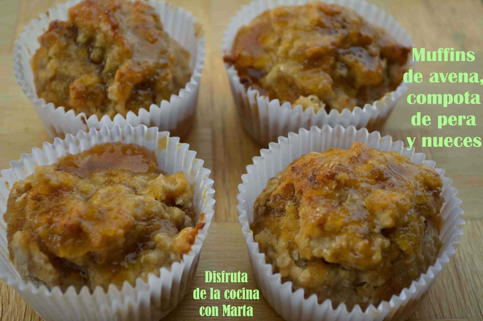 Disfruta de la cocina con Marta Muffins de avena, nueces y compota de pera