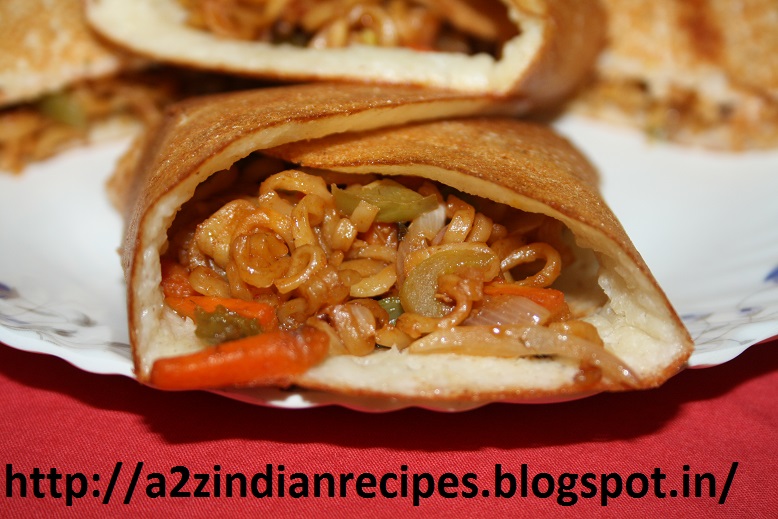 a2zindianrecipes Schezwan Noodles Dosa