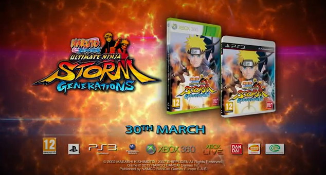 Naruto Shippuden Ultimate Ninja Storm Generations 2012 video game title for PS3 and XBox 360