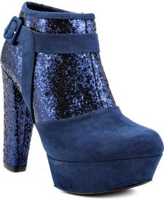 Glitter Blue Ankle Boot Ankleboot Boots: Blue Multi Fabric Upper Burst Of Glitter Trim Decorative Buckle: Guess Amyann Blue Multi Fabric