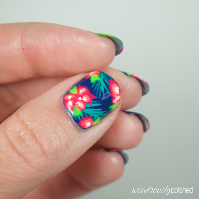 neon tropical nail art