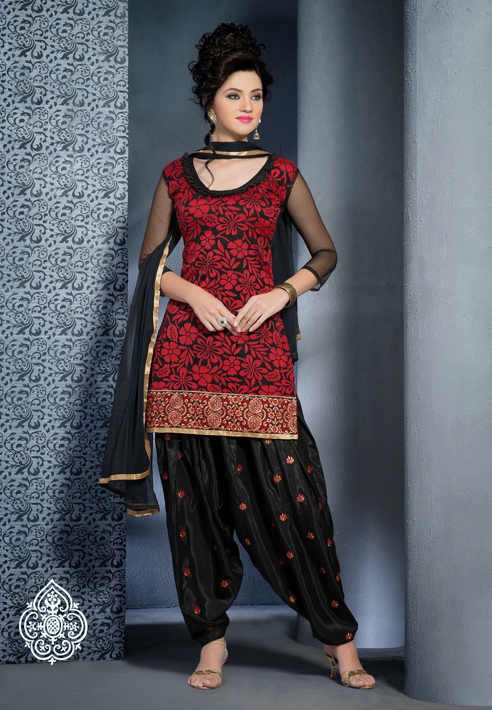  Black and Red brasso  style punjabi salwar suit