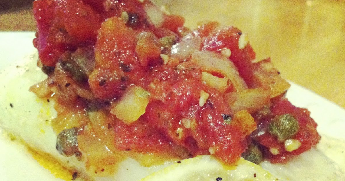 Gluten Free For All Baked Halibut with Tomatoes, Capers and Onions