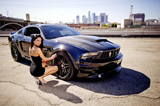 Awesome Ford Mustang and Girl Wallpaper