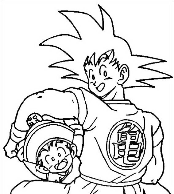 Goku con Gohan para colorear ~ 4 Dibujo
