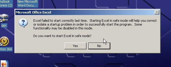 excel failed to launch in safe mode