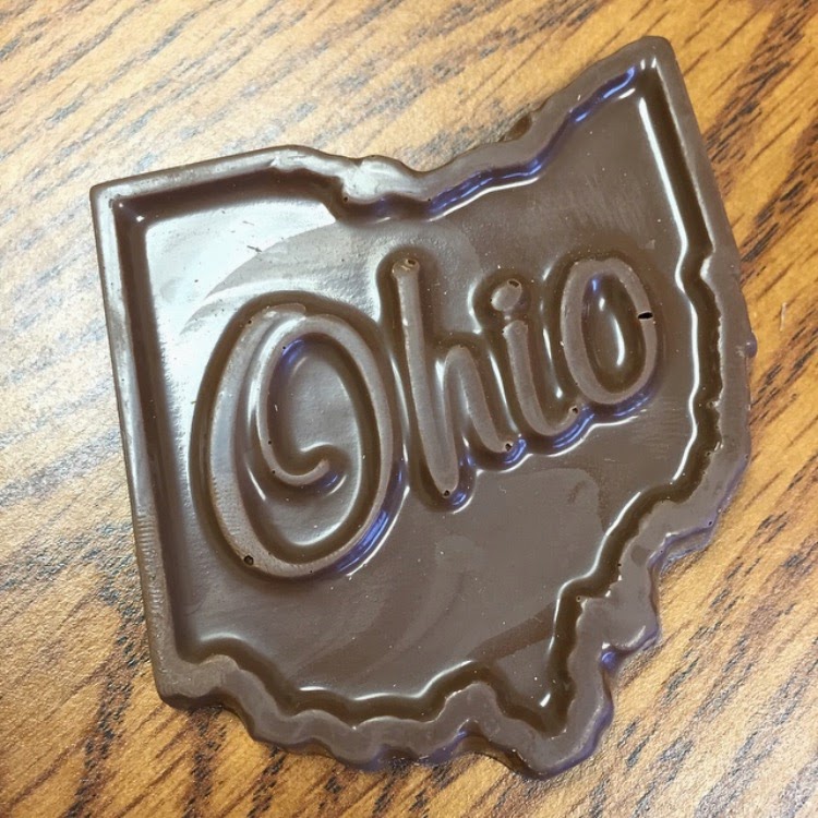 Milk chocolate in the shape of Ohio