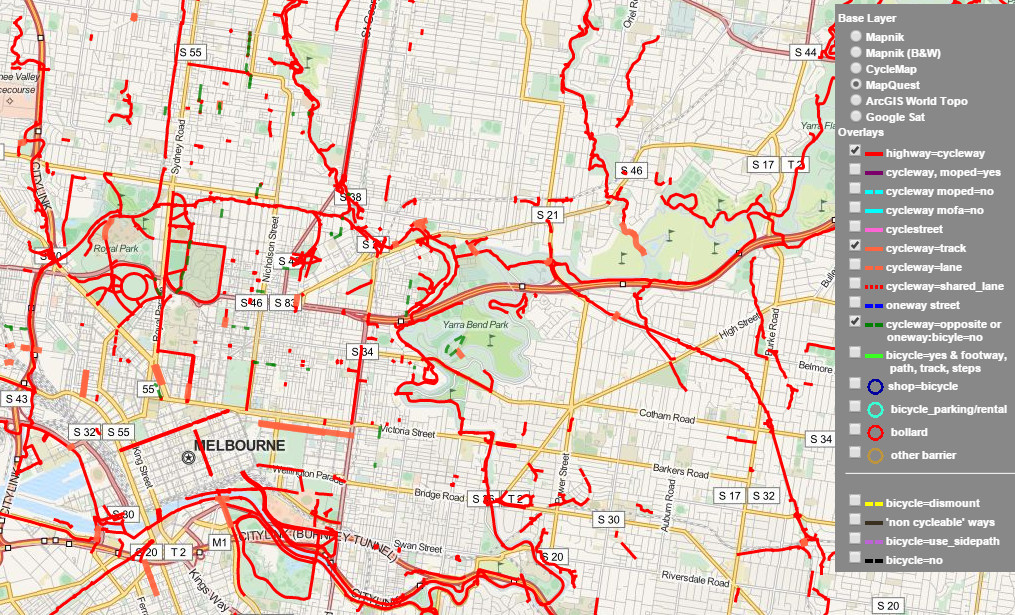Melbourne Bike Grid Map Better By Bicycle: Melbourne Map Of Key Cycling Transport Routes,  Infrastructure And Destinations