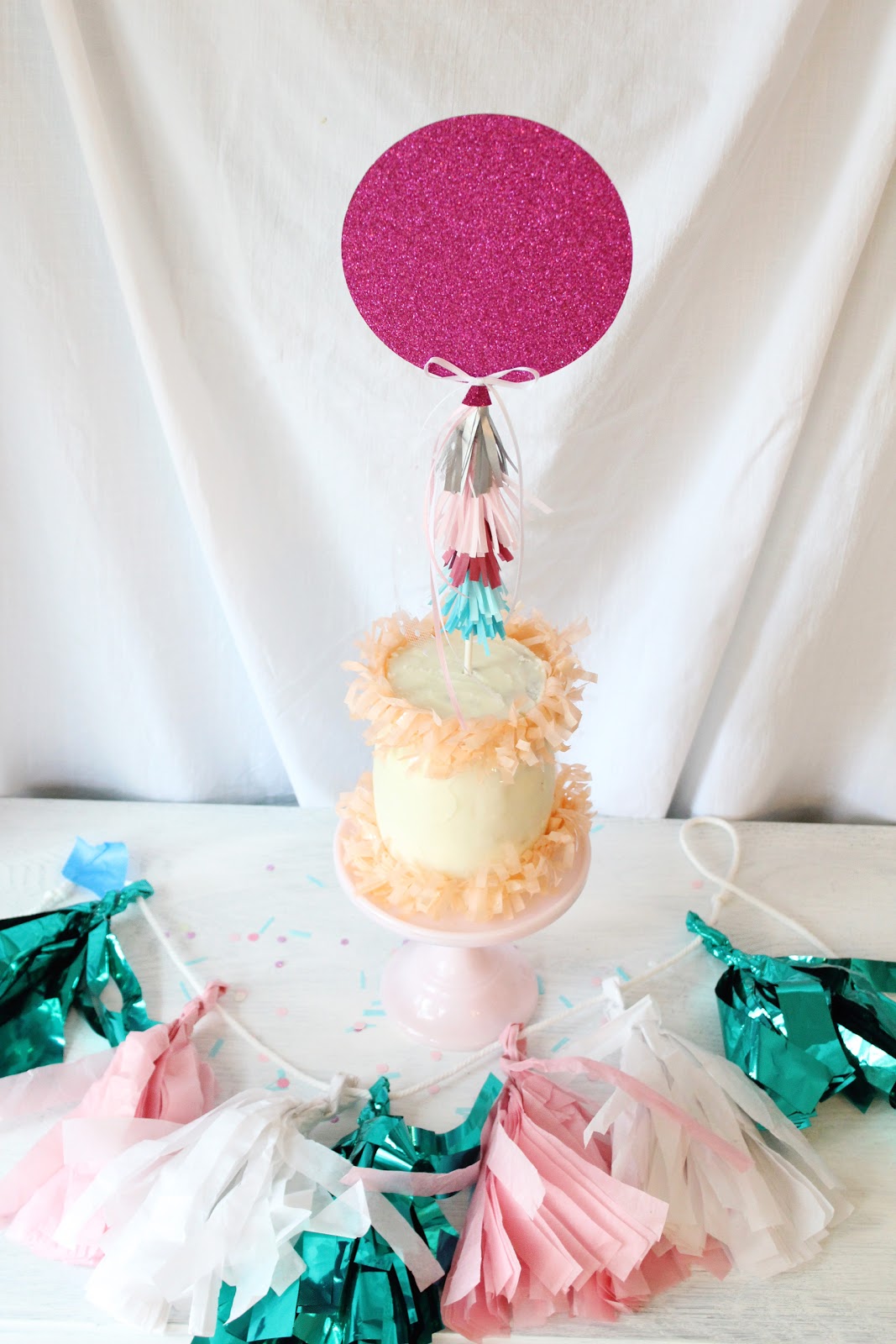 Icing Designs DIY fringe balloon cake topper