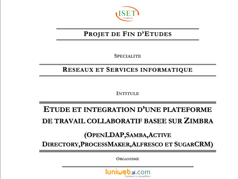 pdf  exemple rapport de pfe iset etude et integration d