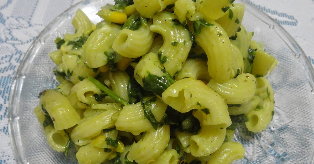 Cocina & Ispolina Spinach and corn elbow pasta recipe