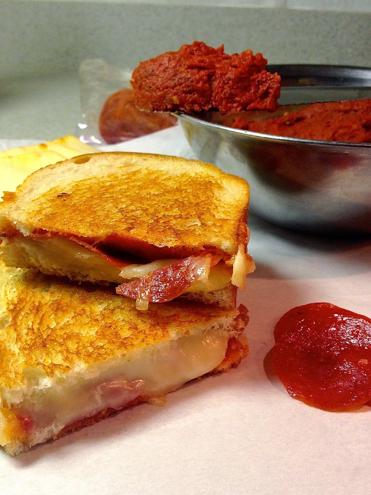 Pepperoni Pizza Grilled Cheese with Pizza Butter Love Bakes Good Cakes