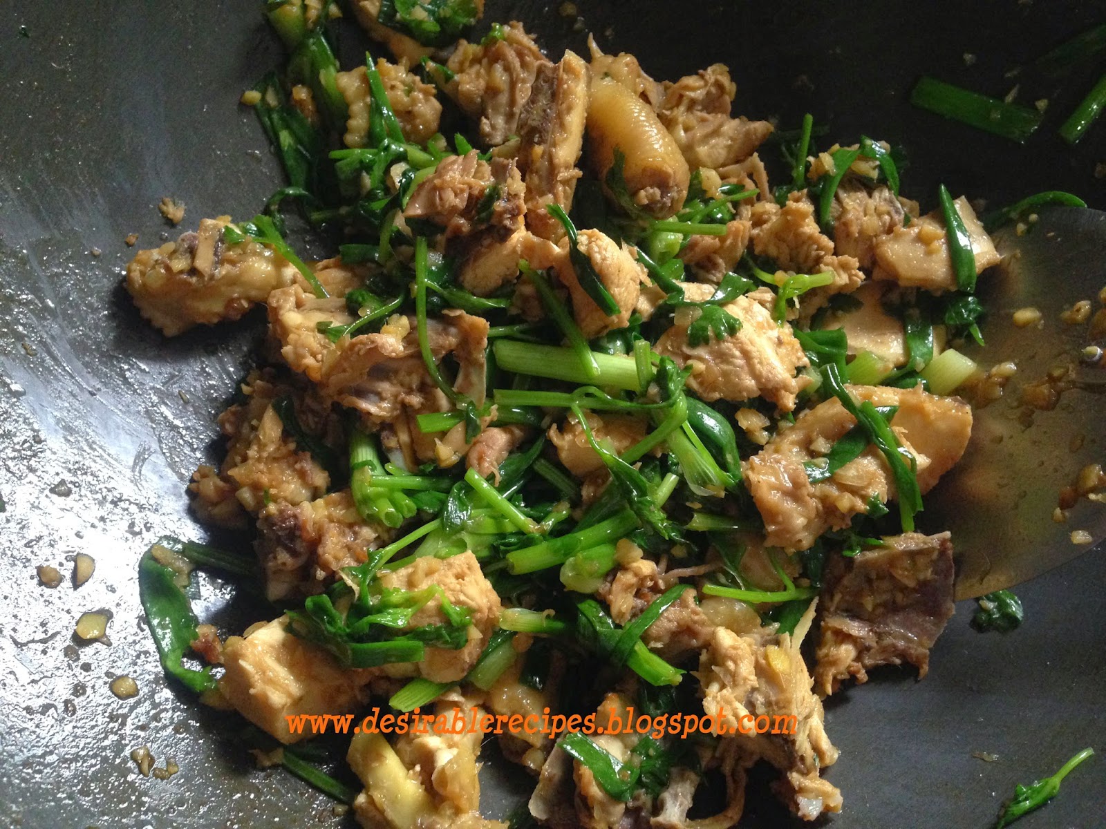 Stir Fried Chicken with Garlic, Ginger, Spring Onion and Cilantro