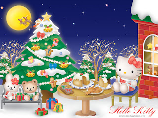 Hello Kitty Christmas desktop wallpaper background 1024x768