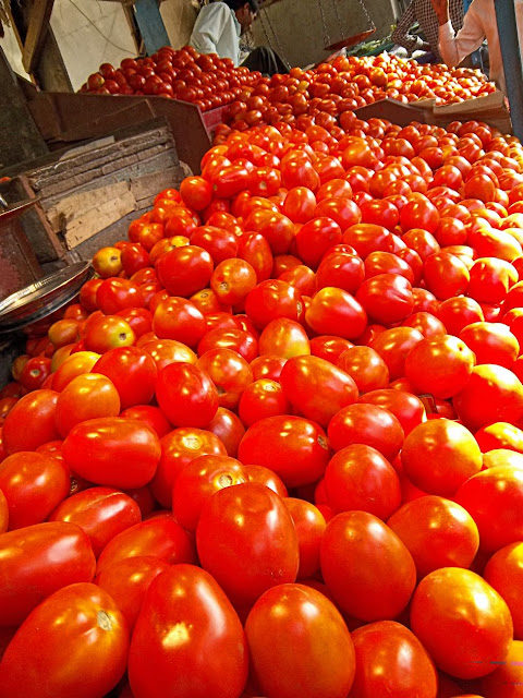 ripe tomatoes on sale in the market