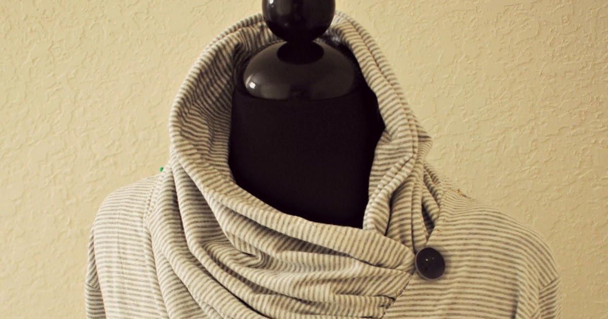 Trash To Couture DIY Vneck into Gathered Cowl Collar