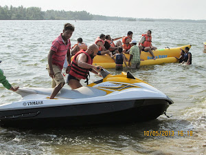 Riding the "Water Ski Jet"  at Tsunami Island.