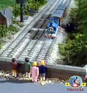 Railway station stop Thomas the tank engine Annie and Clarabel phone line engineers of at the bridge