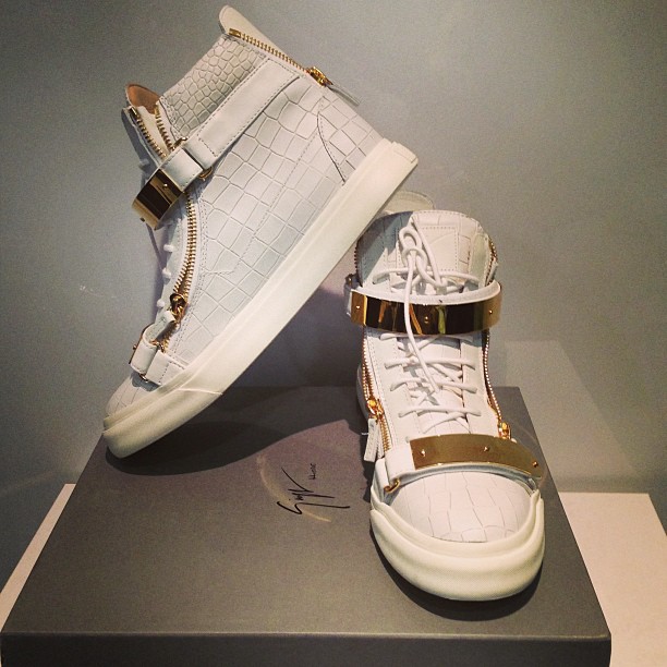 white and gold giuseppe sneakers