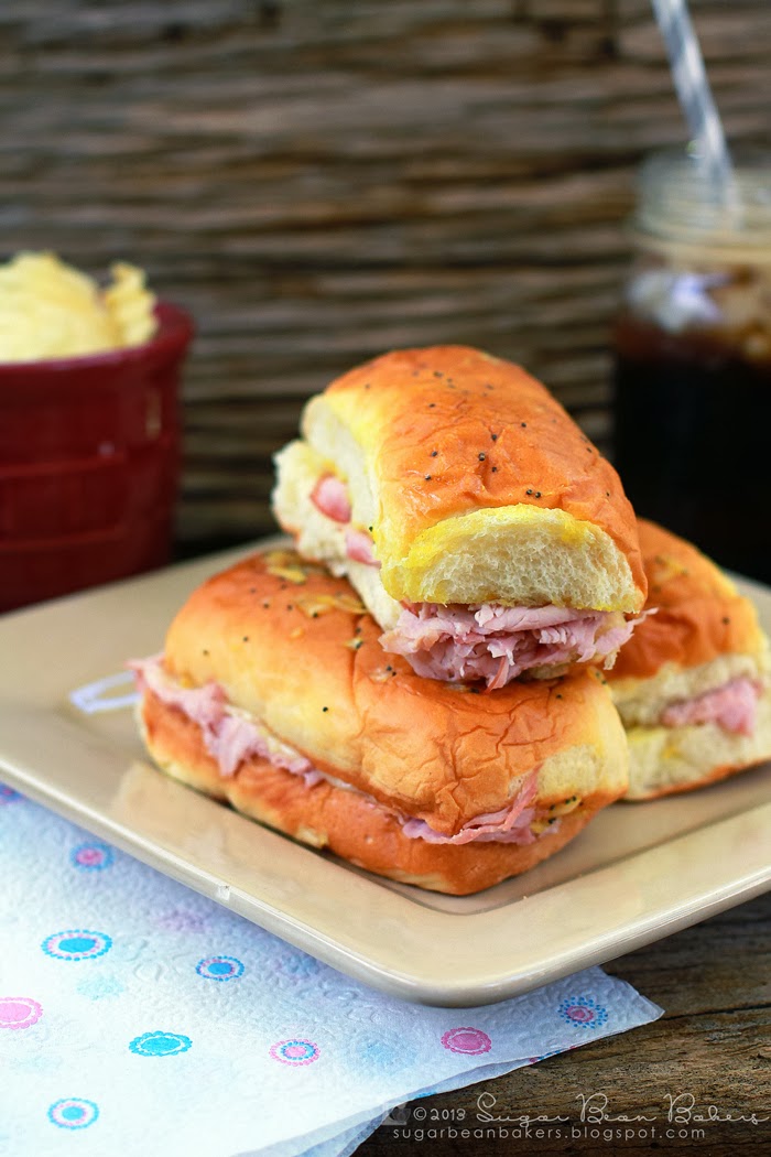 Sugar Bean Bakers {Ham Sams with Poppy Seed Dressing}