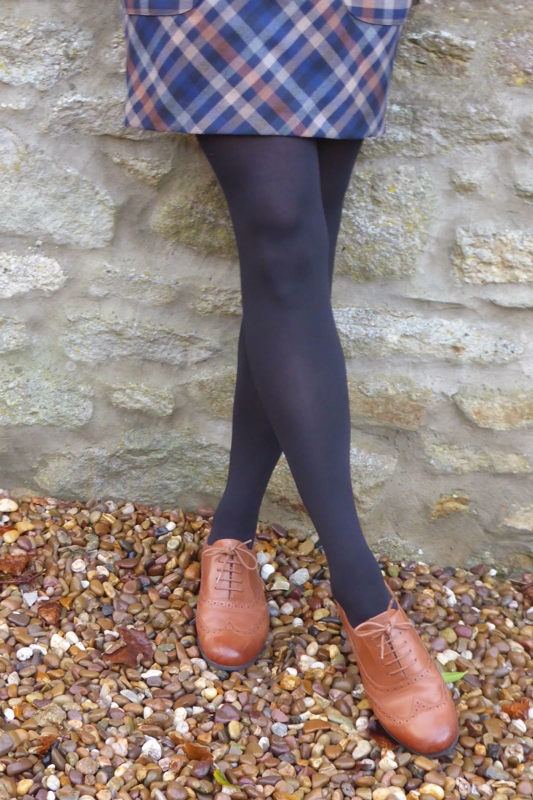 Outfit Post: Checked Tunic Dress with Tan Brogues - What Lizzy Loves