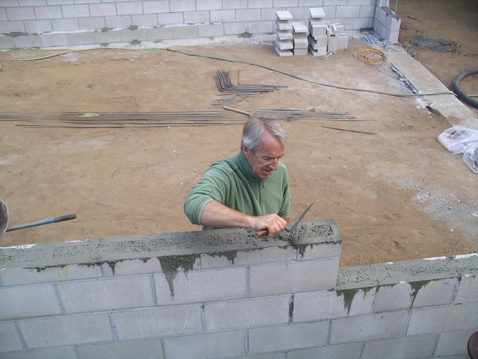Home Remodeling Step By Step Step 12 Grouting the Retaining Wall